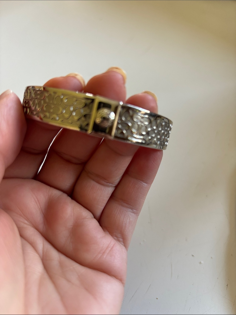 Coach Silver-Patterned Women's Bangle Bracelet - Picture 2 of 5